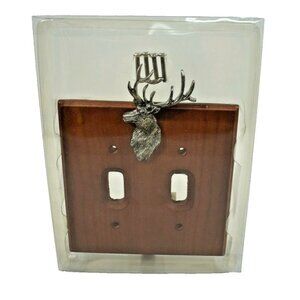 Rustic Cabin Double Light Switch Cover with Elk Antler Design New in Package